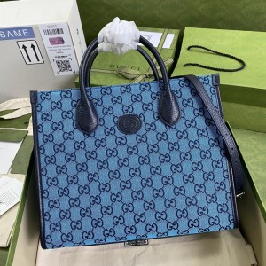 Gucci Handbags Women's Bag GG bag GG small tote bag canvas Multicolor 659983 Blue