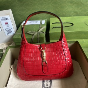 Gucci Handbags Women's Bag GG bag Jackie 1961 small Python Bag shoulder bag 636709 Red Crocodile