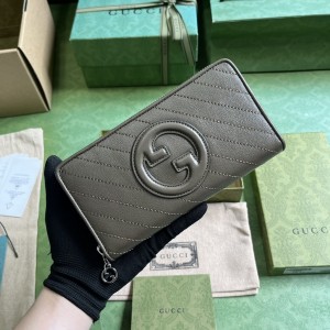 GG Wallet Women's Wallet GG Blondie zip around wallet long wallet card case in brown leather 760312
