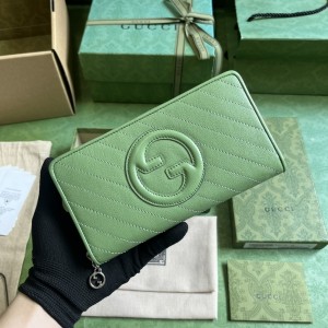 GG Wallet Women's Wallet GG Blondie zip around wallet long wallet card case in light green leather 760312