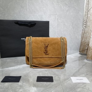 YSL Niki Medium in Brown Suede Leather Chain bag 4988940 6331580 Gold
