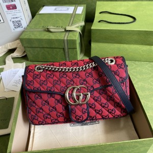 Gucci Handbags Women's Bag GG bag GG Marmont Multicolor small shoulder bag 443497 Red