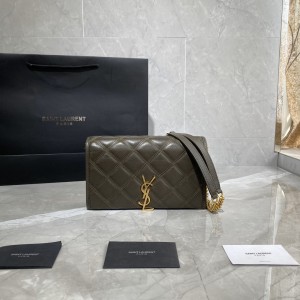 YSL Becky Chain Wallet In Quilted Lambskin Chain bag 22.5CM 5850311 Coffee
