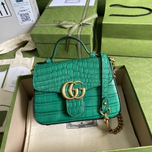 Gucci Handbags Women's Bag GG bag GG Marmont mini top handle bag Green crocodile 547260