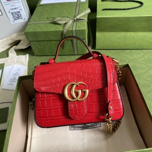 Gucci Handbags Women's Bag GG bag GG Marmont mini top handle bag Red crocodile 547260