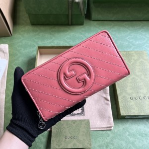GG Wallet Women's Wallet GG Blondie zip around wallet long wallet card case in pink leather 760312