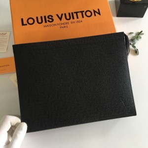 Louis Vuitton Pochette Voyage Taiga Leather Pouch LV Handbag Men's Pouch M30675 