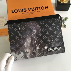 Louis Vuitton Pochette Voyage MM Monogram Eclipse Pouch LV Handbags Men's Pouch M44448
