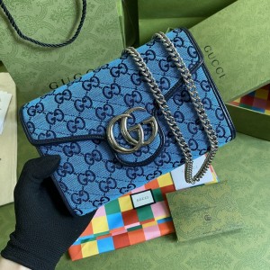 Gucci Handbags Canvas Chain bag GG bag GG Marmont matelasse mini bag 474575 Blue
