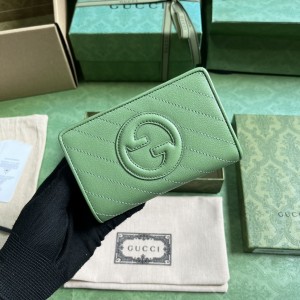 GG Wallet Women's Wallet GG Blondie wallet short wallet card case in light green leather 760336
