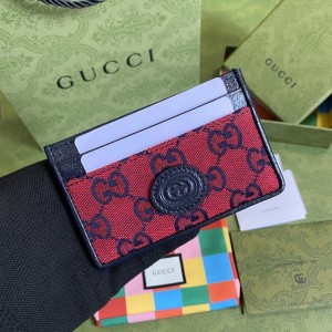 Gucci Wallet Women's Card case GG card holder GG Multicolor Canvas card case wallet 659601 Red