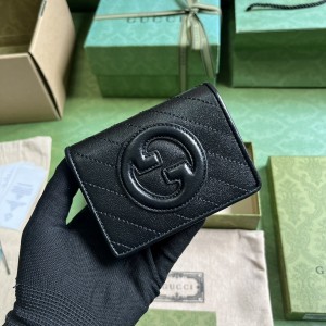 GG Wallet Women's Wallet GG Blondie card case wallet small wallet short wallet in black leather 760317 