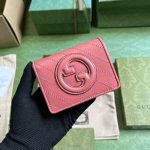 GG Wallet Women's Wallet GG Blondie card case wallet small wallet short wallet in pink leather 760317 