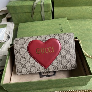 Gucci wallets GG bag GG canvas with heart Wallet Chain wallet Chain bag 648948 