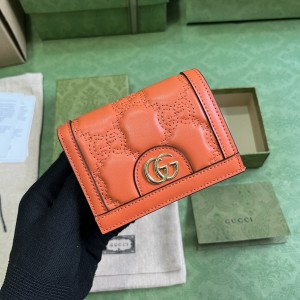 GG Wallet Women's Wallet GG Matelasse card case wallet short wallet card holder in orange leather 723786