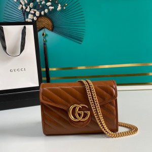 Gucci Handbags Chain bag GG bag GG Marmont matelasse mini bag 474575 Brown