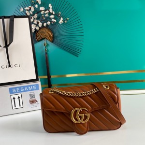 Gucci Handbags Women's Bag GG bag GG Marmont small matelasse shoulder bag 443497 Brown