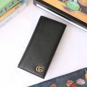 Gucci Wallet Black Leather Long Walelt GG Marmont leather long ID wallet 436023 