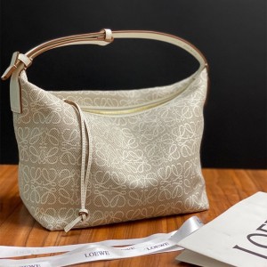 Loewe Small Cubi bag in Anagram jacquard and calfskin Shoulderbag 21CM 201A A906K75X04 White
