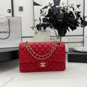 Fashion Handbags Classic Handbag Classic Flap Bag Small Chain Bag 25cm Gold-Tone 1112-A Red