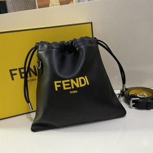 FENDI Pack Small Pouch Black nappa leather bag bucket bag 3389M73 