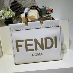 FENDI Medium Sunshine White Leather Shopper Shoulderbag 36cm 372M103
