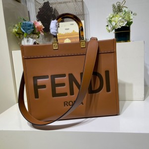 FENDI Medium Sunshine Brown Leather Shopper Shoulderbag 36cm 372M103