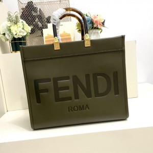 FENDI Medium Sunshine Green Leather Shopper Shoulderbag 36cm 372M103