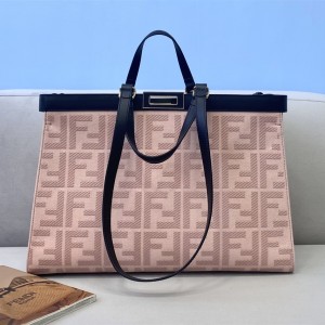 FENDI Medium Peekaboo X-Tote Pink Canvas Bag Handbag Shoulderbag 8265A