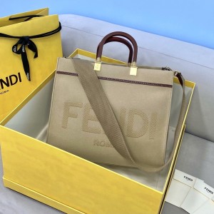 FENDI Sunshine Medium Canvas Shopper Bag Top handle bag Shoulderbag 36CM 8266DS