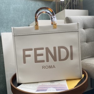 FENDI Large Sunshine White leather Shopper Shoulderbag 372M104