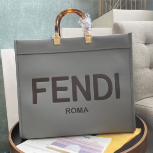 FENDI Large Sunshine Gray leather Shopper Shoulderbag 372M104