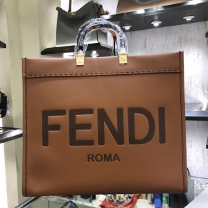 FENDI Large Sunshine Brown leather Shopper Shoulderbag 372M104