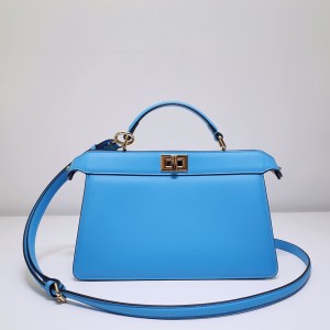 FENDI Peekaboo Iseeu Small Blue Leather Bag Shoulderbag Handbag