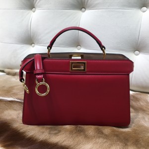 FENDI Peekaboo Iseeu Small Red Leather Bag Shoulderbag Handbag