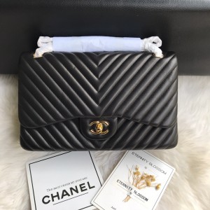 Fashion Handbags Classic Handbag Classic Flap Bag Big V Pattern Chain Bag 30cm Gold-Tone 1113 Black