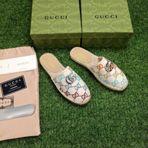 Fashion Shoes Gucci Flat Espadrille Sandals Casual Slippers Women's Slippers G3015