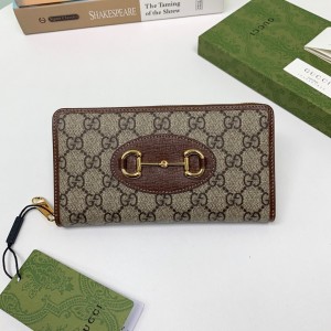 Gucci Wallet Gucci Horsebit 1955 zip around wallet GG Supreme Canvas Long Wallets for Women 621889