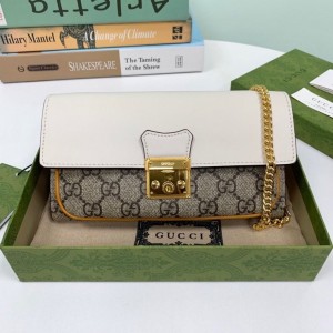 Gucci Handbag Gucci Chain Bag GG Supreme Padlock Wallet Chain Wallet for Women 658226 White