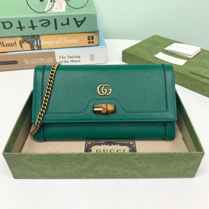 Gucci Handbag Gucci Diana chain wallet with bamboo Continental Wallets for Women Long Wallet 658243 Green