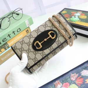 Gucci Handbag Gucci Horsebit 1955 chain wallet GG Supreme Chain Wallet for Women 621888 Black