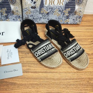 Fashion Shoes Dior Flat Espadrille Sandals Slides Women's Sandals D3107-8