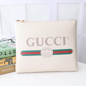 Gucci Handbags GG White Leather Pouch Clutch Bag 572770