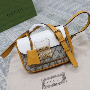 Gucci Handbags Padlock mini bag GG Supreme Canvas Shoulderbag Mini Handbags 658487 White