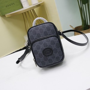 Gucci Handbags GG Mini bag with Interlocking G Black Supreme Mini bag Men's Shoulder bag 672952