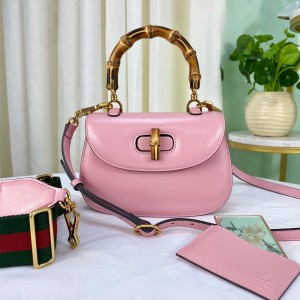 Gucci Handbags Gucci Bamboo 1947 small top handle bag Pink Leather Shoulderbag 675797 