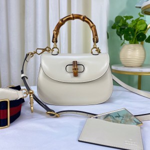 Gucci Handbags Gucci Bamboo 1947 small top handle bag White Leather Shoulderbag 675797 