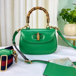 Gucci Handbags Gucci Bamboo 1947 small top handle bag Green Leather Shoulderbag 675797 