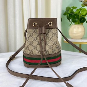 Gucci Handbags Ophidia mini GG bucket bag GG Supreme mini Shoulderbag Gucci bag for Women 550620 Brown