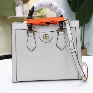 Gucci Handbags Gucci Diana small tote bag White Leather Bamboo Top Handle Bag Shoulder bag 660195